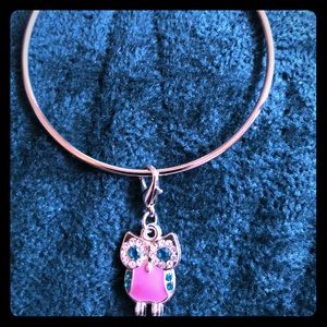 Pink Owl Charm Bracelet